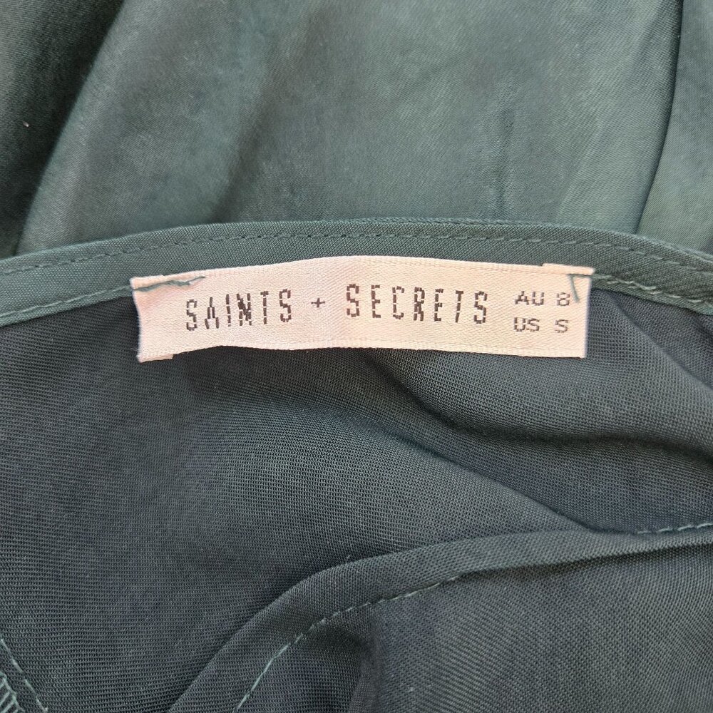 Saints + Secrets Satin Open Back Asymmetrical Hem Mini Dress Size Small - Picture 3 of 9